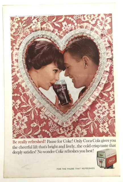 Vintage 1960 Original Print Advertisement Full Page - Coca Cola Valentine