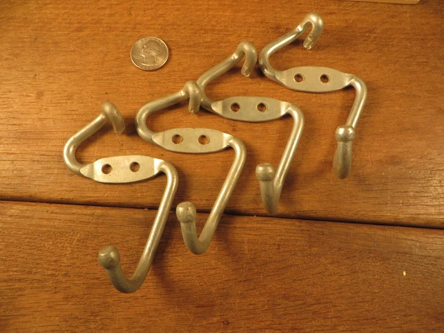 4 Matching Vintage Metal Coat / Hat Rack Hooks Art Deco Unique Design