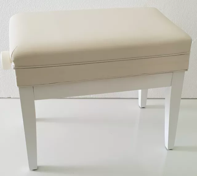 Piano Keyboard Stool Bench High Gloss White with Height Adjustable Storage Seat