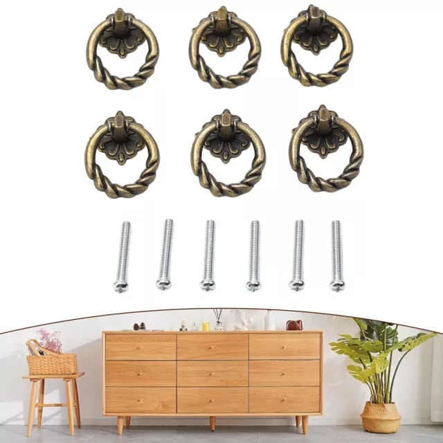 Classic Retro Cabinet Knob Drawer Dresser Cupboard Pull Handle (6 Pack)