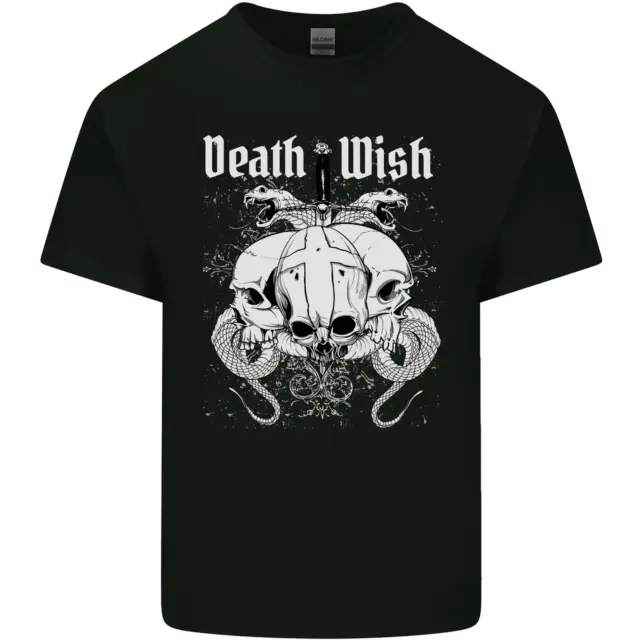 T-shirt top da uomo cotone Death Wish Skulls Snakes biker demone gotico