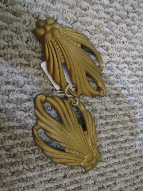 Pair Vintage Brass Filigree Curtain Drapery Tie Back Tiebacks