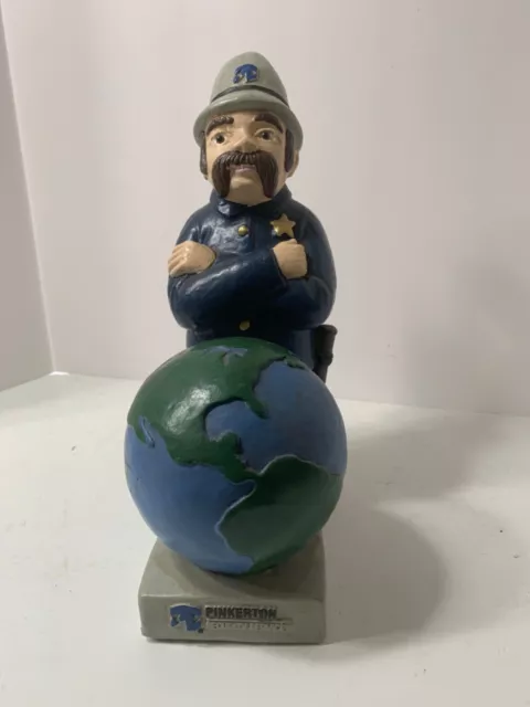 Vintage Pinkerton Security Services 1992 Statue "Officer & Globe" Plaster Gc