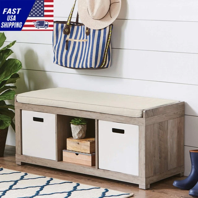Better Homes & Gardens 3-Cube Shoe Storage Bench, Rustic Gray