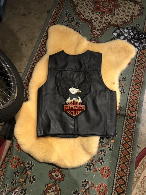 Vintage Motorcycle Club Leather Vest Harley Davidson Patches Made In USA