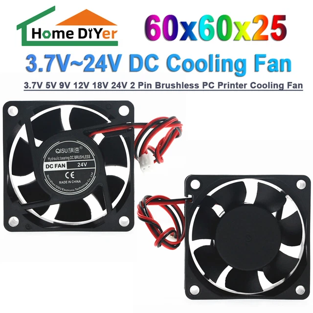 DC BRUSHLESS COOLING PC Computer CPU Fan 3.7V~12V - 6025 60 x 60 x 25mm ...