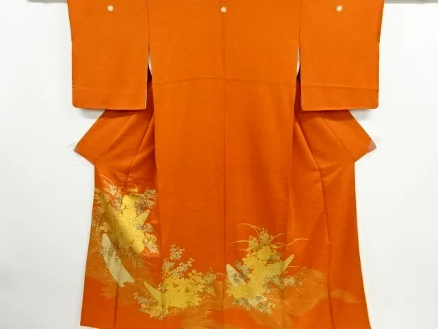 6789134: Japanese Kimono / Vintage Iro-Tomesode / Kinsai / Kiku & Ume