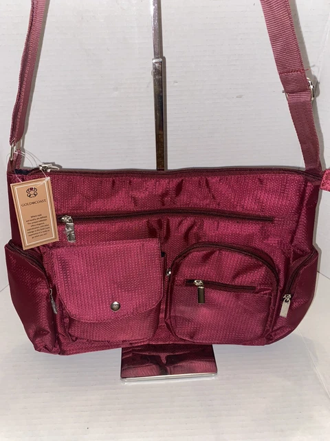 NWT Gold Coast Crossbody  Organizer Bag Multiple Compartment Burgundy Travel