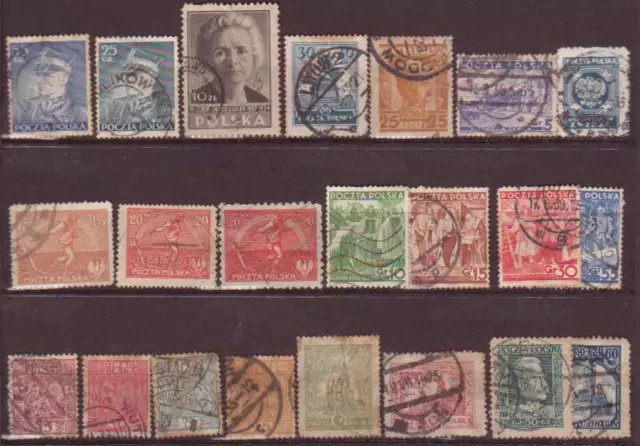 lot 22 timbres poste anciens stamps POLOGNE POLSKA  oblitérés