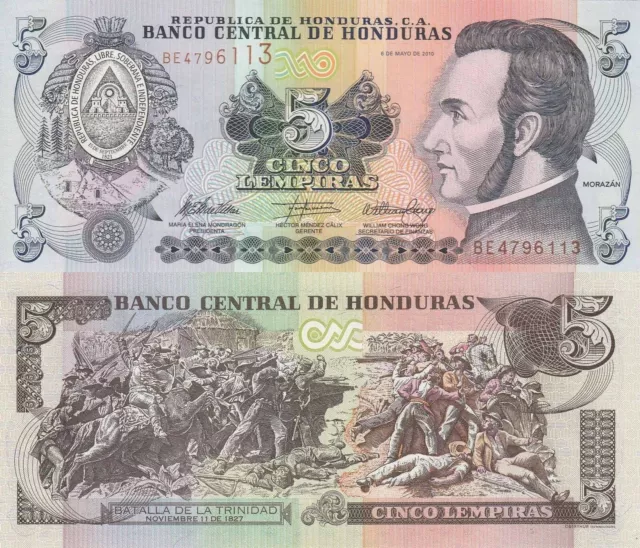 Honduras 5 Lempira (6.5.2010) - Battle of Trinidad/p91c UNC