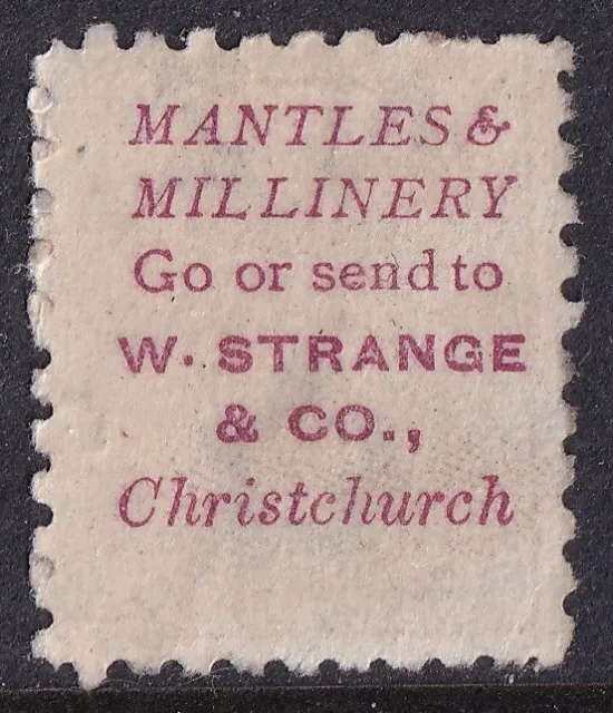 NEW ZEALAND  ADSON ADVERT  "MANTLES & MILLENERY go to W. STRANGE & Co" on QV 2d