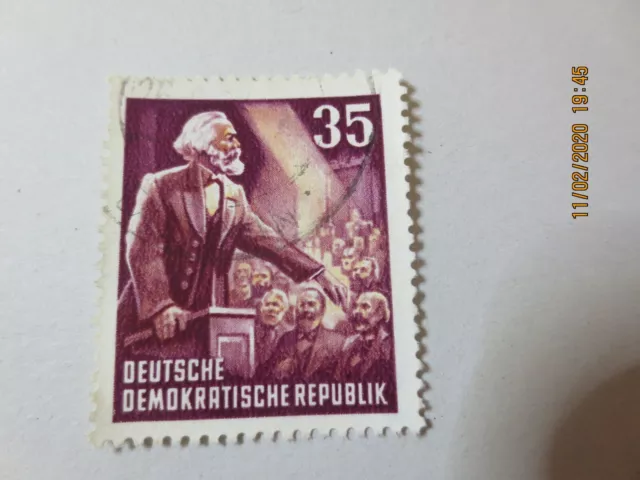 DDR 1953 "Marx am Rednerpult" MiNr 350 YII o gestempelt seltenes Wasserzeichen