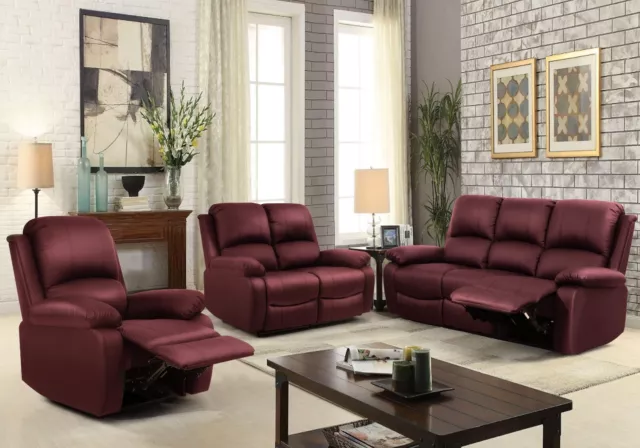 Reclining Luxury Leather Sofa Set In Brown Black Ivory Red Light Grey Dark Grey 3