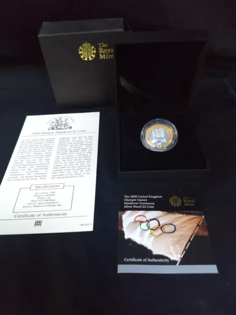 the 2008 UK Olympic games Handover Ceremony silver proof £2 coin