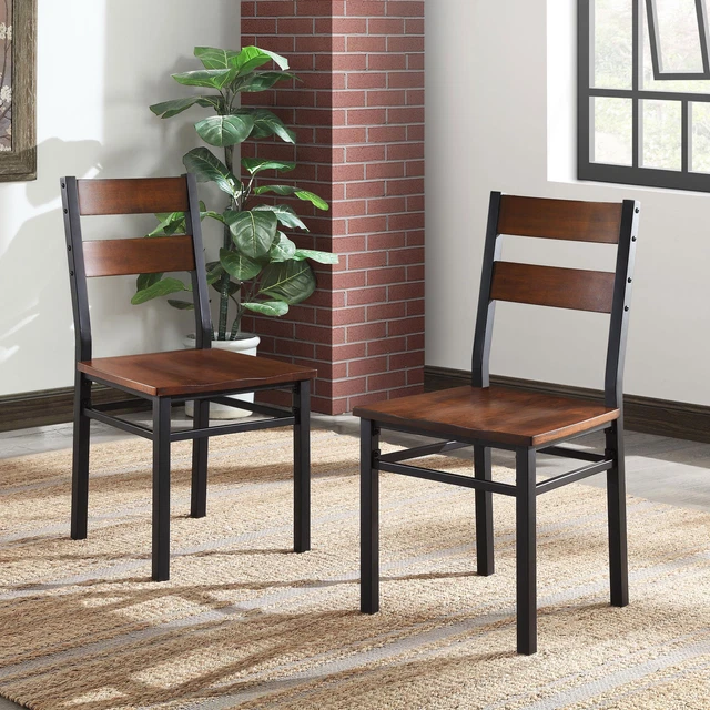 2 Pack Austen Dining Chairs Steel Frame Home Kitchen Furniture Vintage Oak