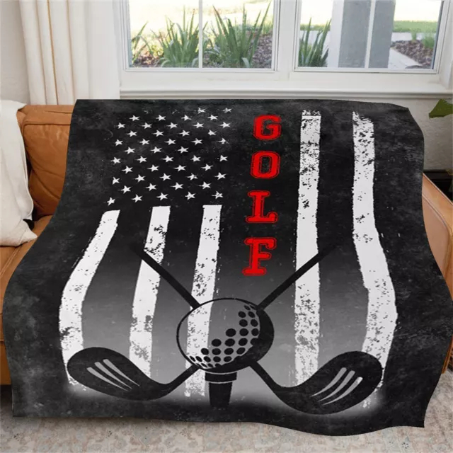 Kids Golf Letter Print Sports Flannel Decorative Blanket Air Conditioning Throws