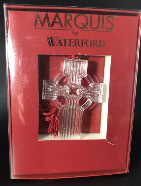 Marquis Waterford Ornament  Lead Crystal Cross Ornament 3.5" - In Box