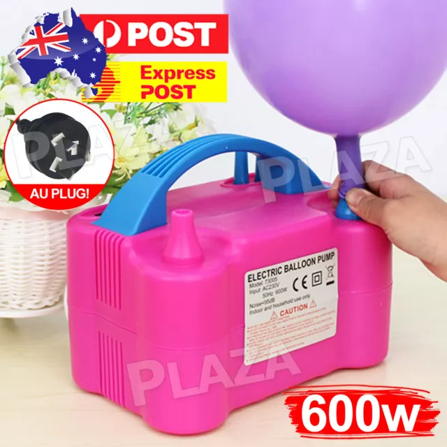 Electric Balloon Pump Ballon Inflator 600W Power 2 Nozzles Portable AU Plug Air
