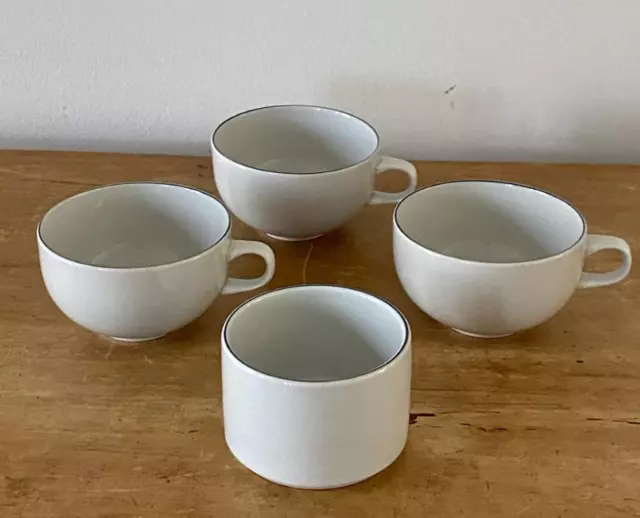 3 Royal Copenhagen Fajance Blue Line Cups 3074 + Sugar Bowl 3063 Grethe Meyer