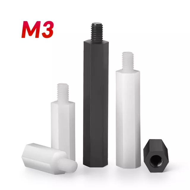 Male-Female M3 Spacer Thread Pillar Hexagonal Nylon PCB Studs Standoff 5-50mm