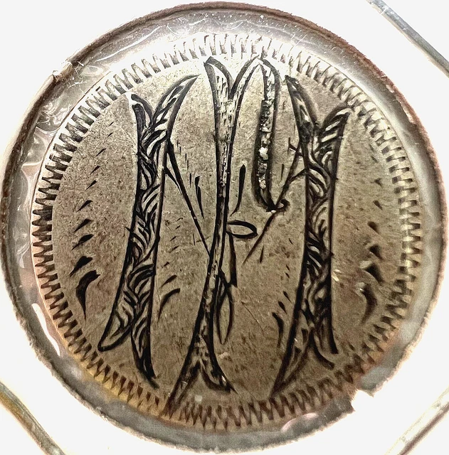 LOVE TOKEN COLLECTABLE: 1886 Seated Liberty Dime Engraved "FM" Silver COBM-523