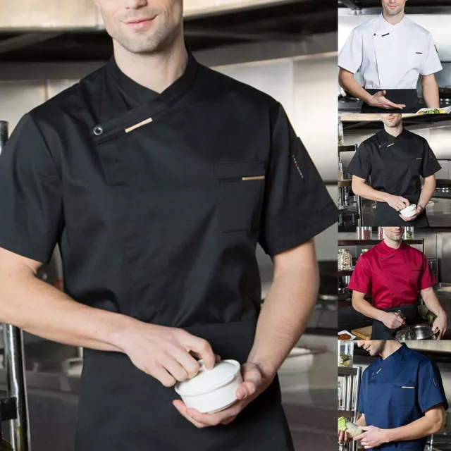 Short Sleeve Tops Clothing Restaurant Uniforms Work Cook Double-breasted