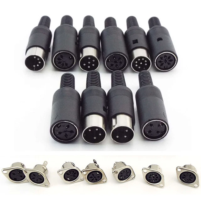 Lot De 5 Connecteurs Jack Audio 6.35mm (1/4") Stéréo 9 Broches Pour Montage Sur PCB - Noir