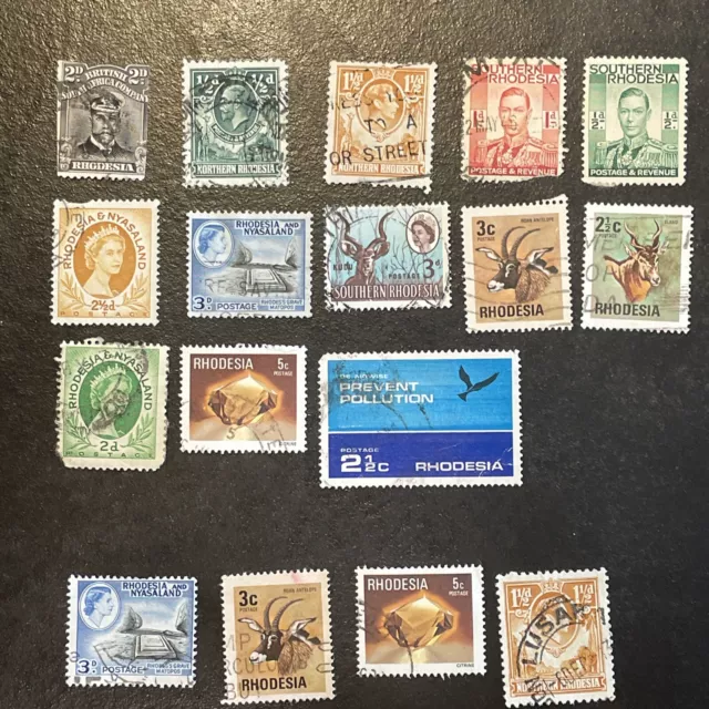 Rhodesia Starter Collection 13 Different Used Stamps Plus Bonus