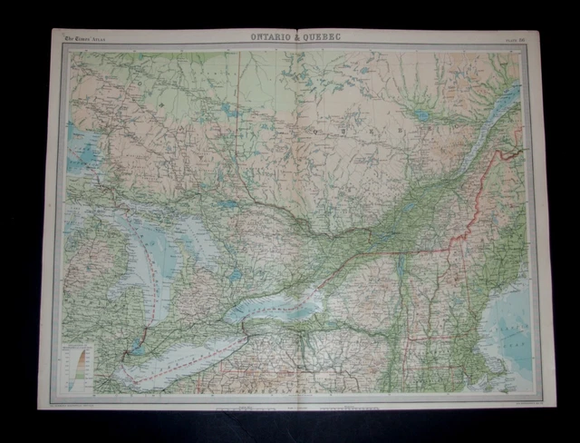 SALE - THE TIMES ATLAS 1921  - CANADA -ONTARIO & QUEBEC Map Plate 86