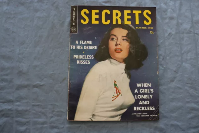 1952 January Secrets Magazine - A Flame To His Desire Cover - Sp 1196X