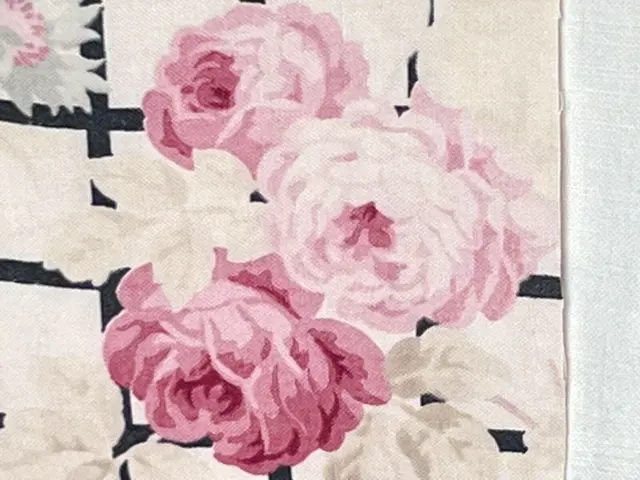 Antique French Floral Fabric Pink Roses