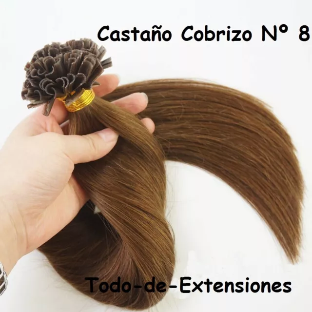 50 Extensiones de queratina PELO NATURAL, 60 CM y 50 gramos, CASTAÑO Claro Nº 12 3