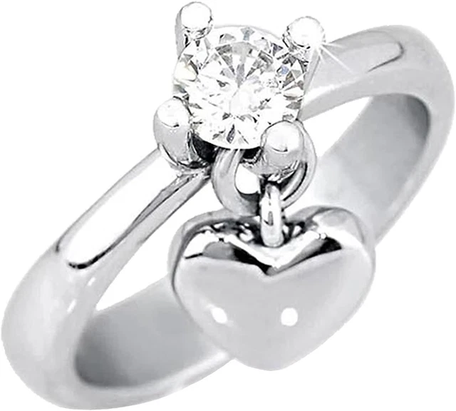 ANELLO SOLITARIO ACCIAIO charm cuore ciondolo donna 221055