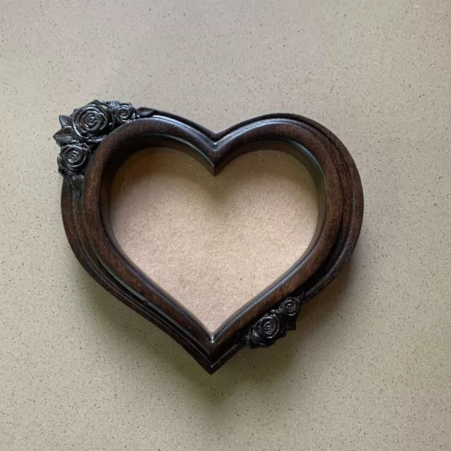 Wooden Heart Shape Photo Picture Frame Wood Carving 5th Wedding Anniversary Gift