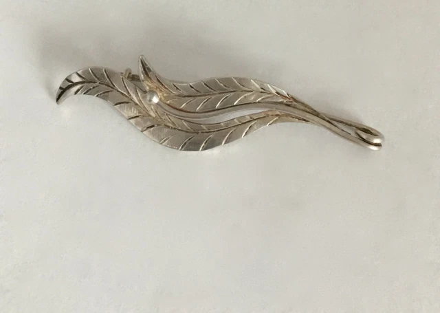 Broche Florale En Argent/ Signee Mk/ Annees 1980/1990