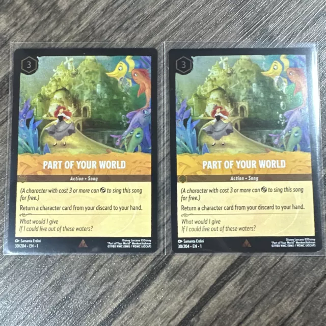 Lorcana TCG  Part Of Your World 30/204 Foil Holo Rare X 2 Disney