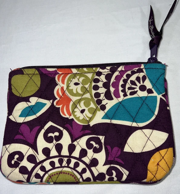 Retired Vintage Vera Bradley Plum Crazy Zipper Pouch Makeup Bag See Pics