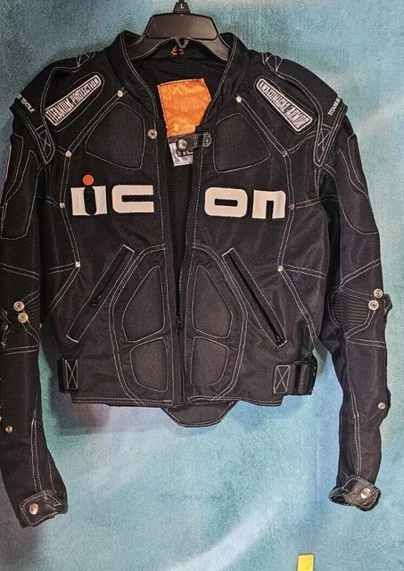 ICON TIMAX ASPHALT Technologies Blue Motorcycle Racing Jacket Mens XXL Titanium 130.00 PicClick