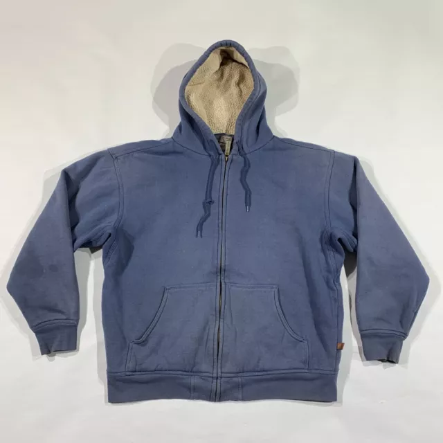 Moose Creek Jacket Mens Large Blue Full Zip Hoodie Sherpa Fleece Lined Thick
