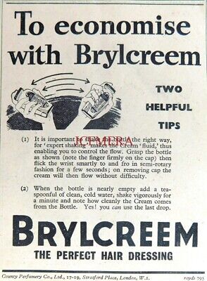 'BRYLCREEM' Hair Cream Hairdressing ADVERT #7 Original Small 1937 Print AD 
