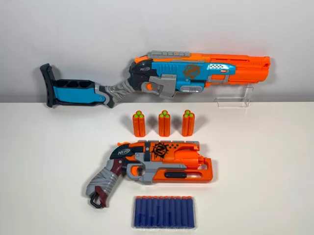 Nerf Zombie Strike Sledgefire+3 Ammo Shells & Hammershot With 10 New Darts - VGC