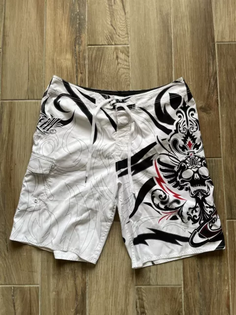 Y2K Adult Mens Medium 32” Oakley Oneill MMA Affliction Swim Trunk Board Shorts