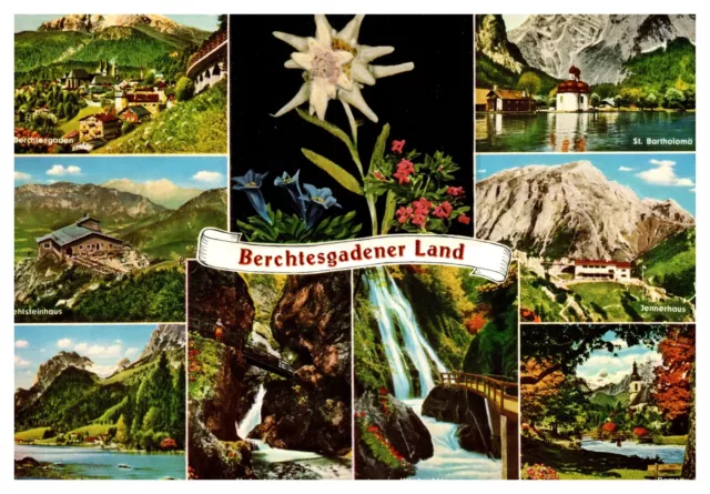 Berchiesgadener Land Multi View Water Fall Mountains Posted Wob Chrome Postcard