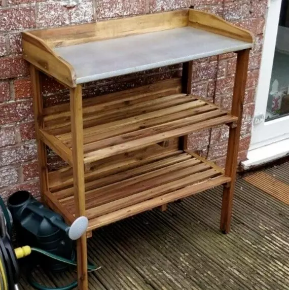Greenhouse Potting Bench Garden Wooden Work Planter Table Solid Staging Shelving