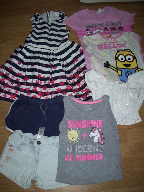 Girl's bundle clothing.Age 4-5 years.Dress,shorts, tops. Free Postage!