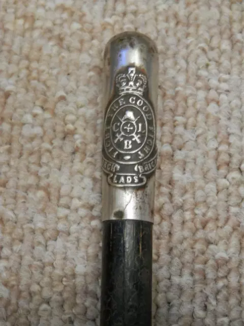 WW1 Military Antique Swagger Stick With "The Church Lads Brigade" Silver Top 2