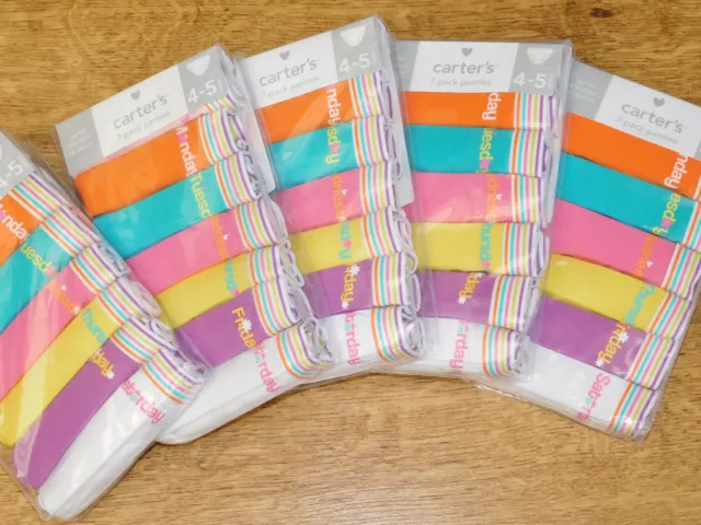 Carters 7-Pack Stretch Cotton Brief/Knickers Days Of The Week 4 Sizes Bnwt 2