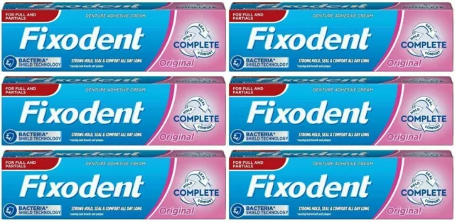 6 x Fixodent Original Complete Denture Adhesive Strong Food Seal Comfortable 40g