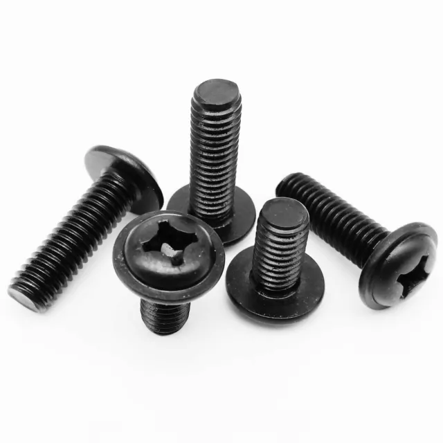M2-M6 Black Stainless Steel Cross Round Phillips Pan Head With Washer Screw Bolt