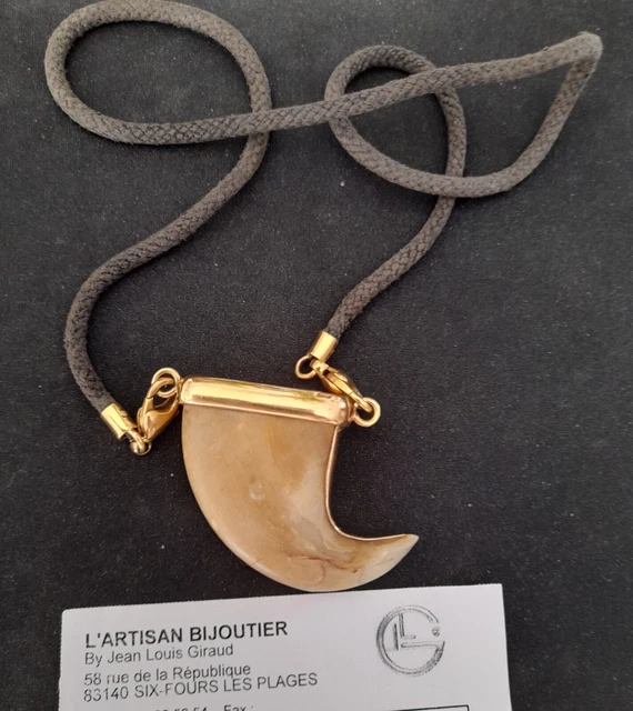 Pendentif Griffe De Dragon En Os Et Jade – Longueur 46-50 Cm, Artisanal, Rare Et Mystique
